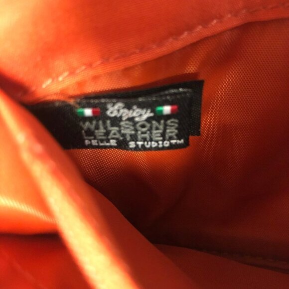 Pelle Studio Leather Burnt Orange Tri Fold Crossbody Purse Bag - Picture 14 of 14